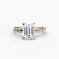 BW James Jewelers setting 9K Yellow Gold / Emerald The Twisted Pavé Solitaire