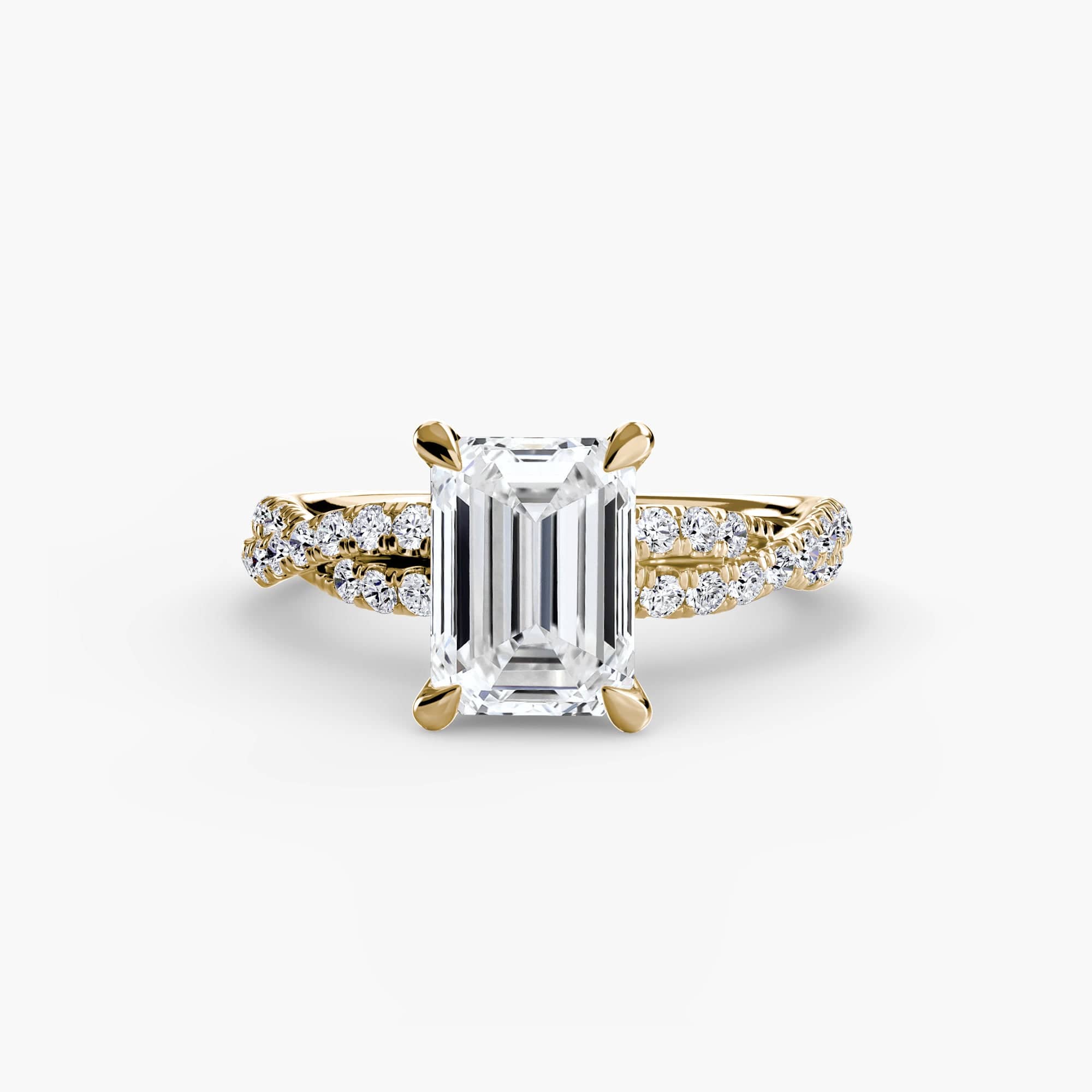 BW James Jewelers setting 9K Yellow Gold / Emerald The Twisted Pavé Solitaire