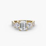 BW James Jewelers setting 9K Yellow Gold / Emerald Three-Stone with Pavé Band 2