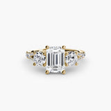 BW James Jewelers setting 9K Yellow Gold / Emerald Three-Stone with Pavé Band 3