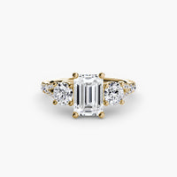 BW James Jewelers setting 9K Yellow Gold / Emerald Three-Stone with Pavé Band 3