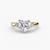 BW James Jewelers setting 9K Yellow Gold / Heart Solitaire with Cluster Shoulders 2
