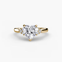 BW James Jewelers setting 9K Yellow Gold / Heart Solitaire with Cluster Shoulders 2