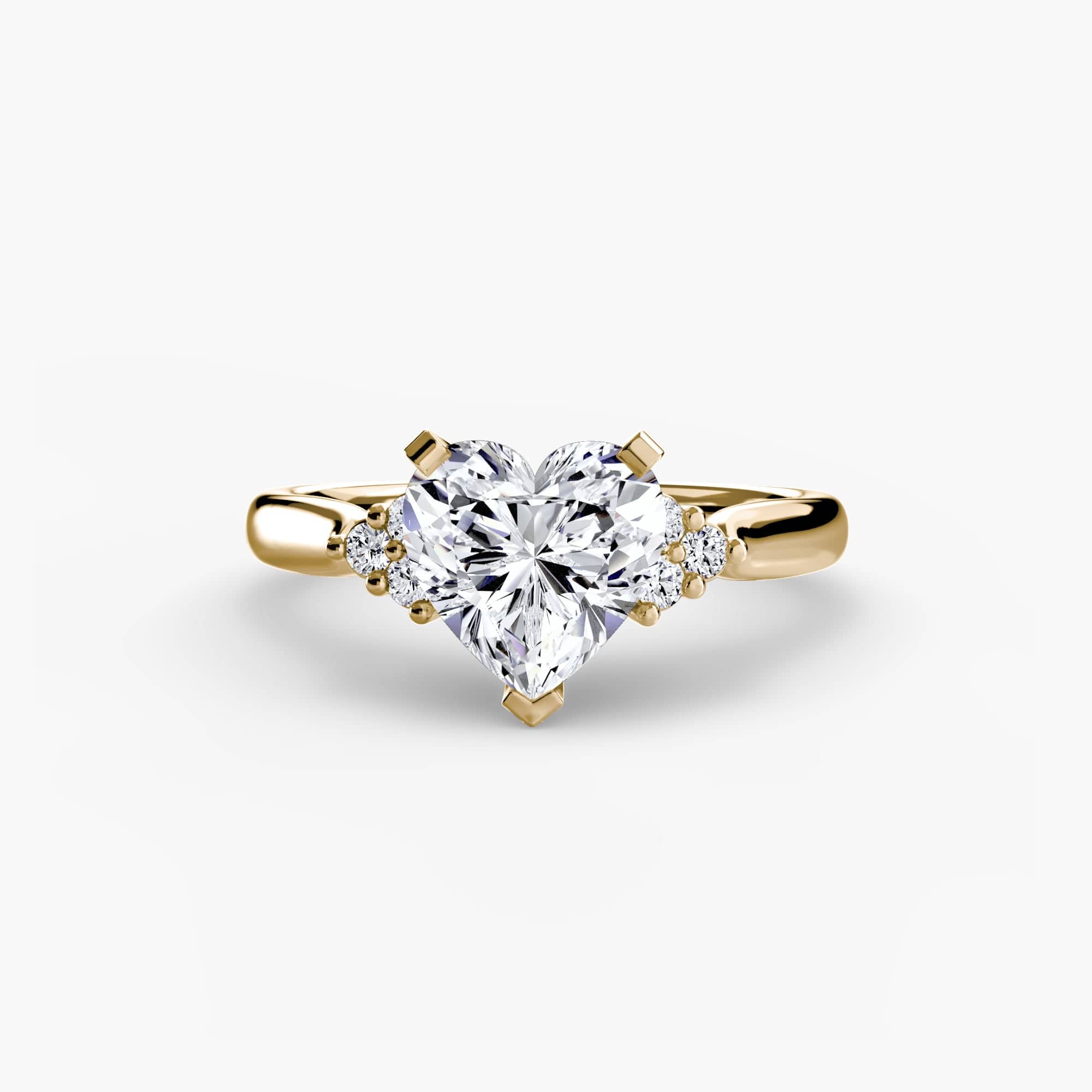 BW James Jewelers setting 9K Yellow Gold / Heart Solitaire with Cluster Shoulders 2