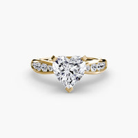 BW James Jewelers setting 9K Yellow Gold / Heart Solitaire with Pavé 3