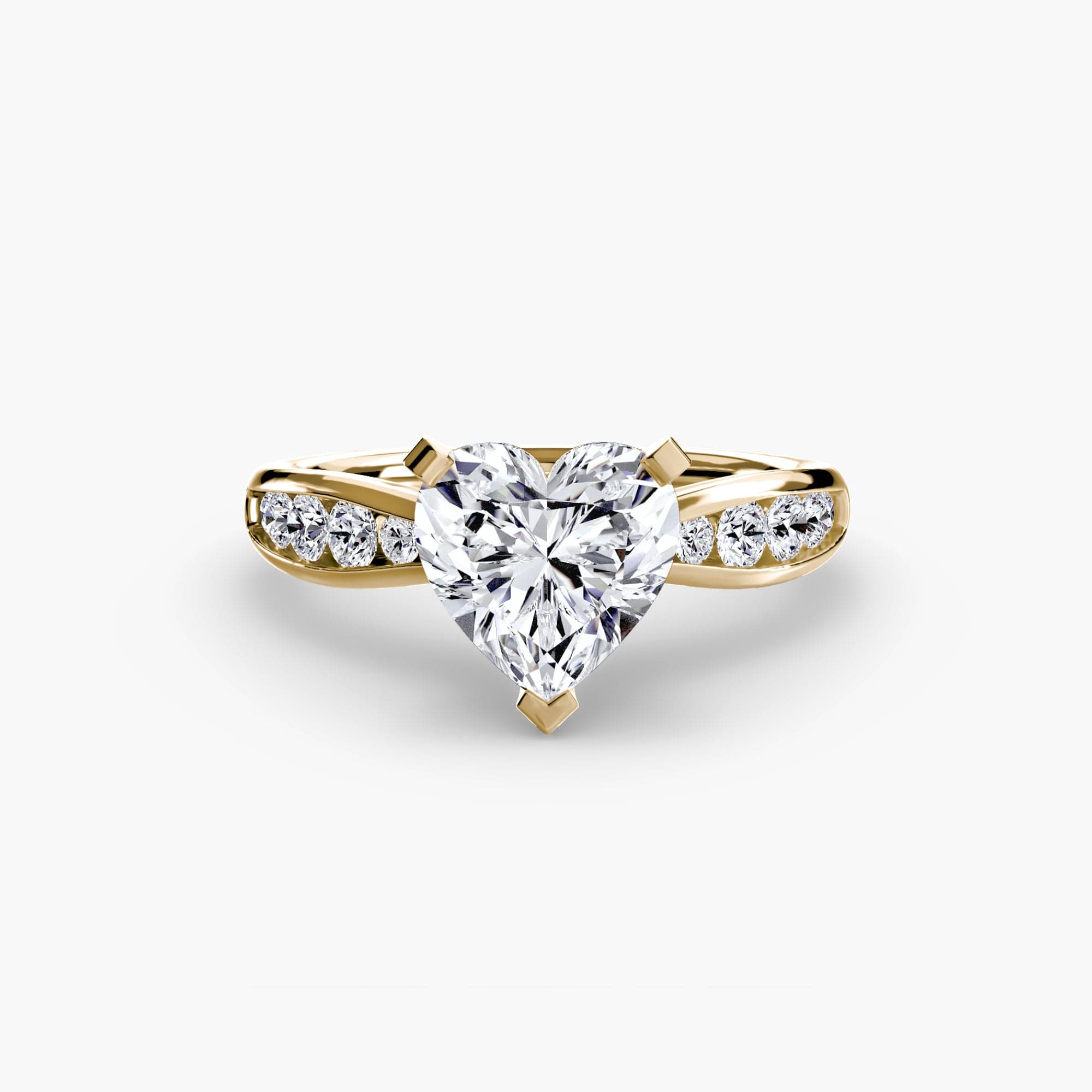 BW James Jewelers setting 9K Yellow Gold / Heart Solitaire with Pavé 3