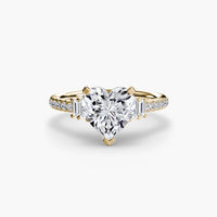 BW James Jewelers setting 9K Yellow Gold / Heart Solitaire with Pavé 4