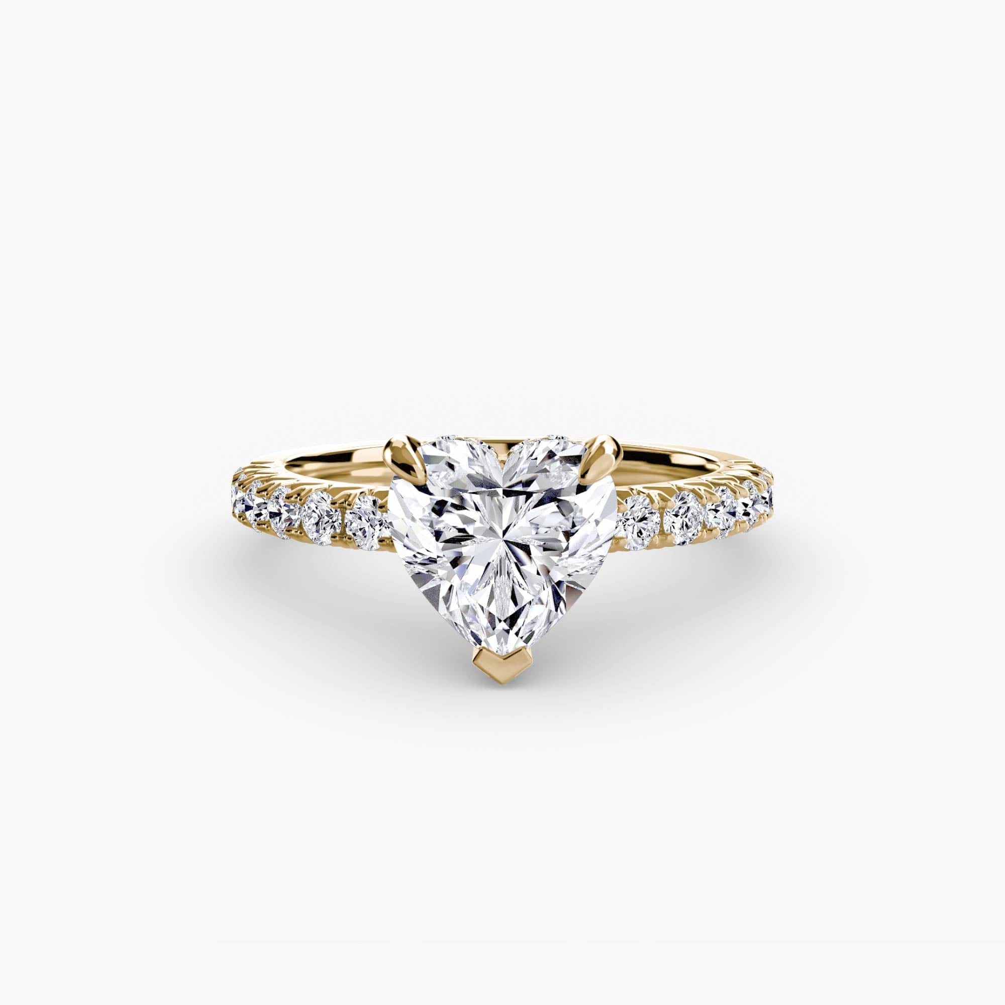 BW James Jewelers setting 9K Yellow Gold / Heart Solitaire with Pavé 6