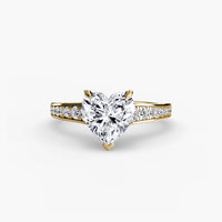 BW James Jewelers setting 9K Yellow Gold / Heart Solitaire with Pavé 7