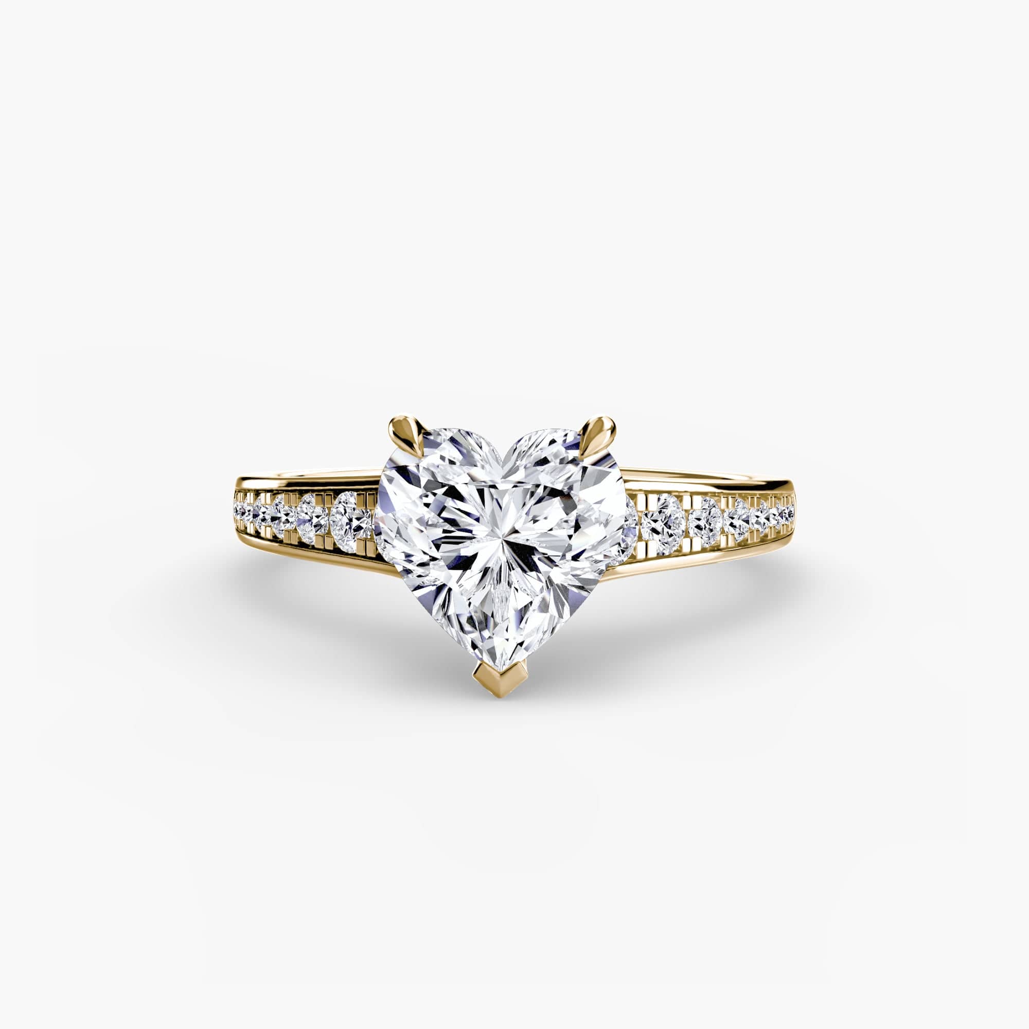 BW James Jewelers setting 9K Yellow Gold / Heart Solitaire with Pavé 7