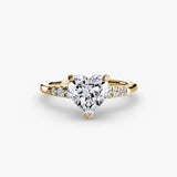 BW James Jewelers setting 9K Yellow Gold / Heart Solitaire with Shoulder Accents