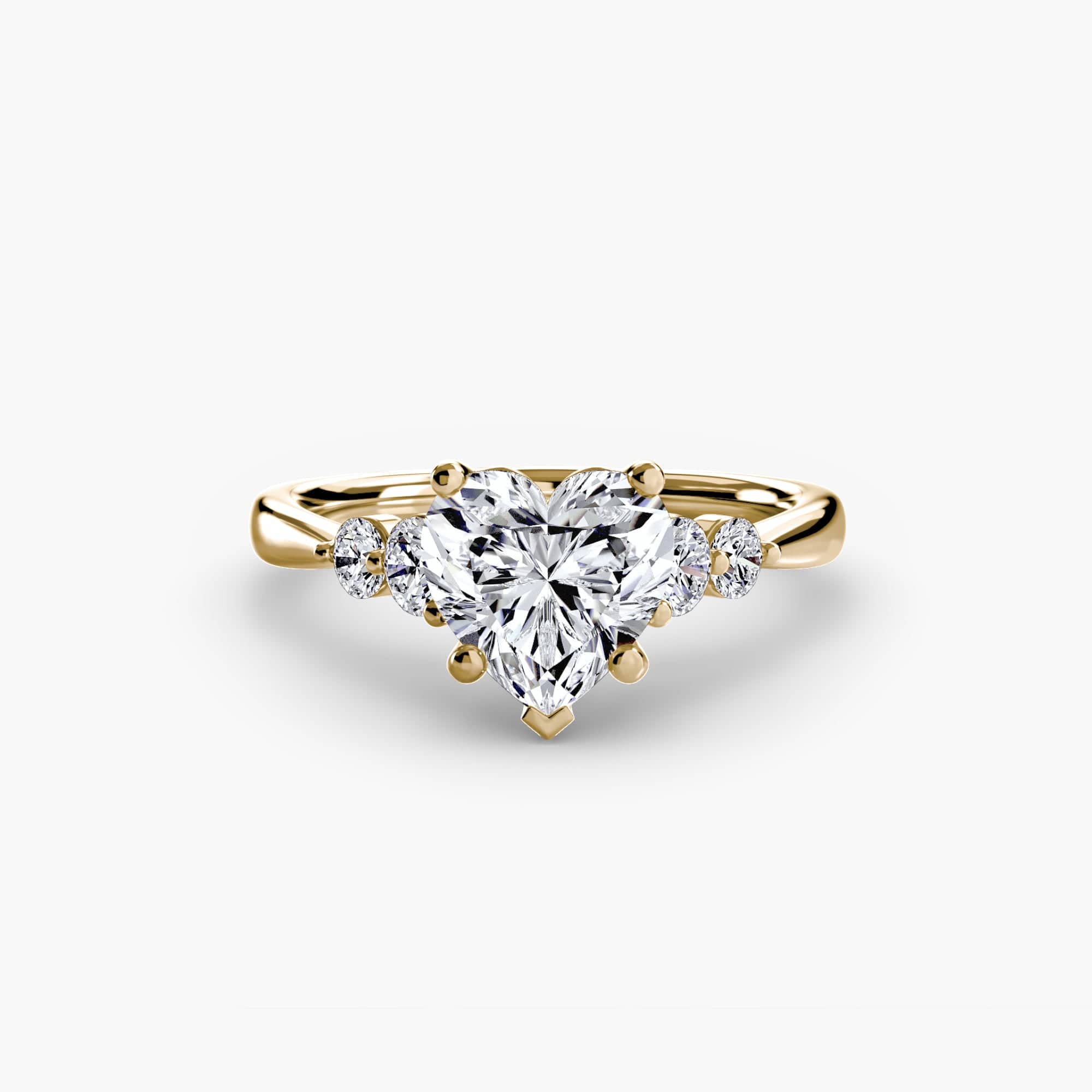 BW James Jewelers setting 9K Yellow Gold / Heart Solitaire with Shoulder Accents 2