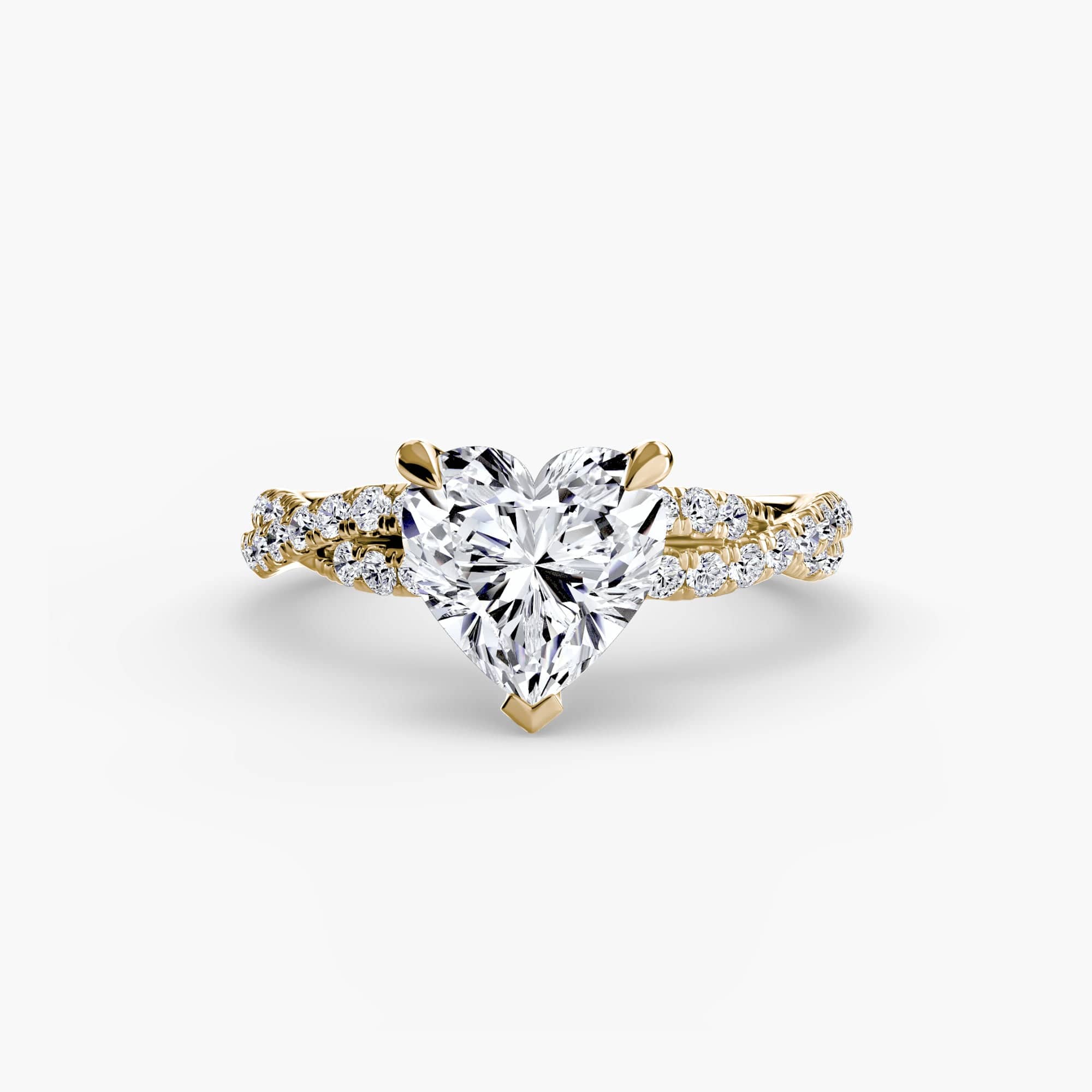 BW James Jewelers setting 9K Yellow Gold / Heart The Twisted Pavé Solitaire