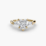 BW James Jewelers setting 9K Yellow Gold / Heart Three-Stone Ring (Baguette Side Stones)