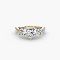 BW James Jewelers setting 9K Yellow Gold / Heart Three-Stone with Pavé Band 2