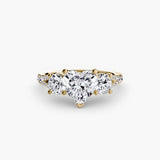 BW James Jewelers setting 9K Yellow Gold / Heart Three-Stone with Pavé Band 3