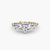 BW James Jewelers setting 9K Yellow Gold / Heart Three-Stone with Pavé Band 3