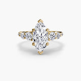 BW James Jewelers setting 9K Yellow Gold / Marquise Five Stone Ring with Pavé Band