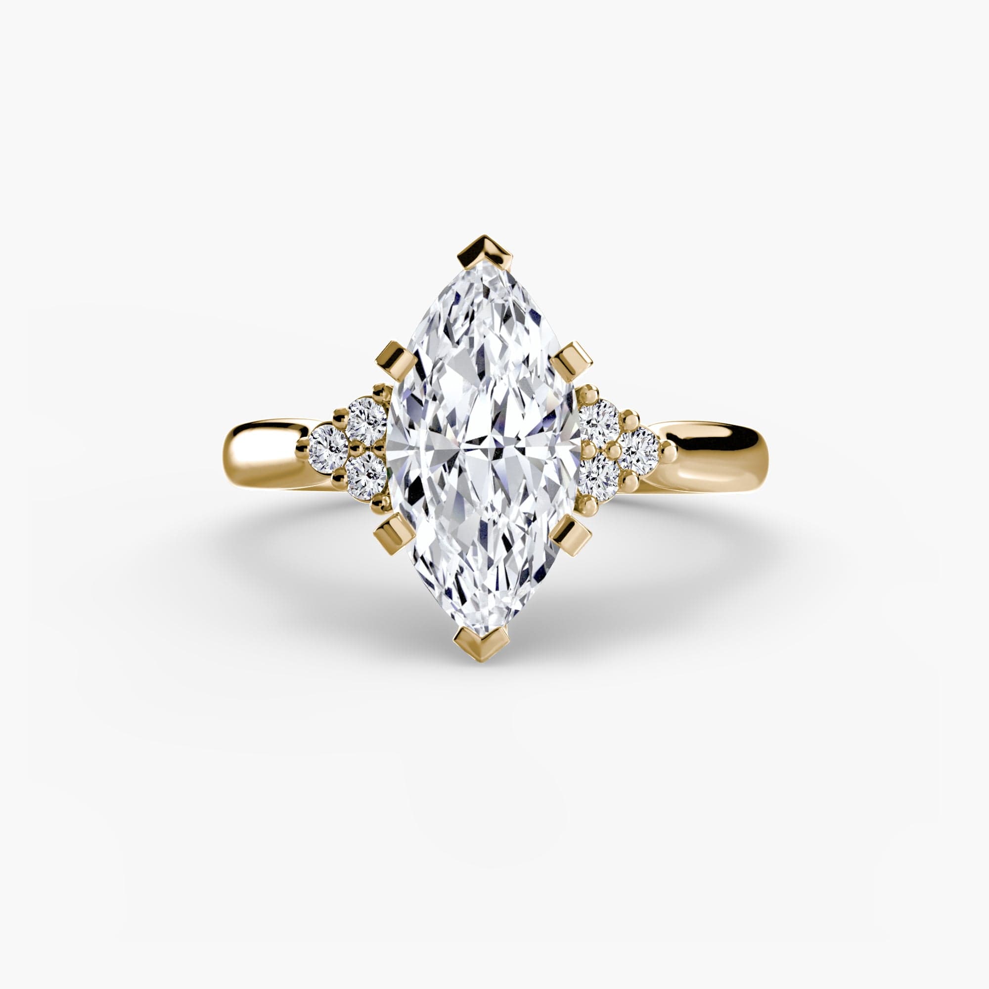 BW James Jewelers setting 9K Yellow Gold / Marquise Solitaire with Cluster Shoulders 2