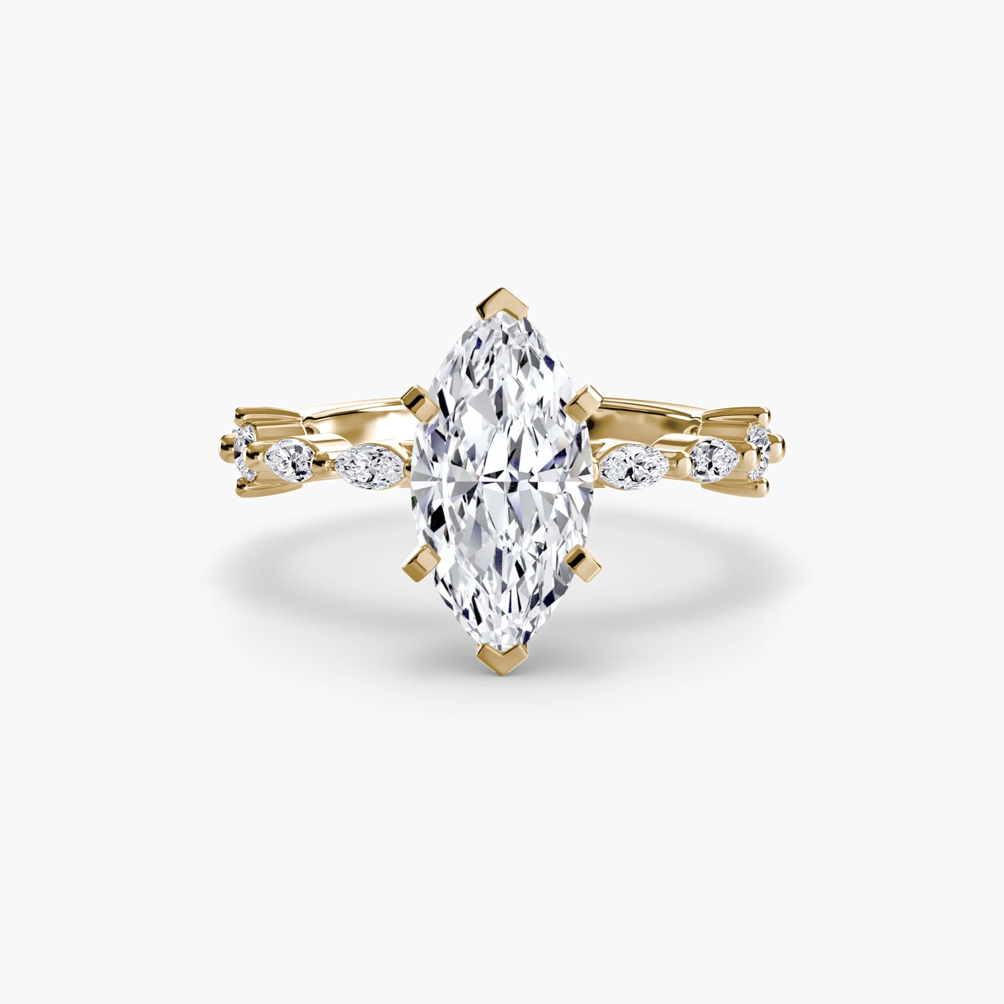 BW James Jewelers setting 9K Yellow Gold / Marquise Solitaire with Eternity Pavé