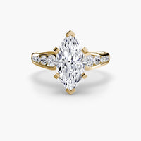 BW James Jewelers setting 9K Yellow Gold / Marquise Solitaire with Pavé 2