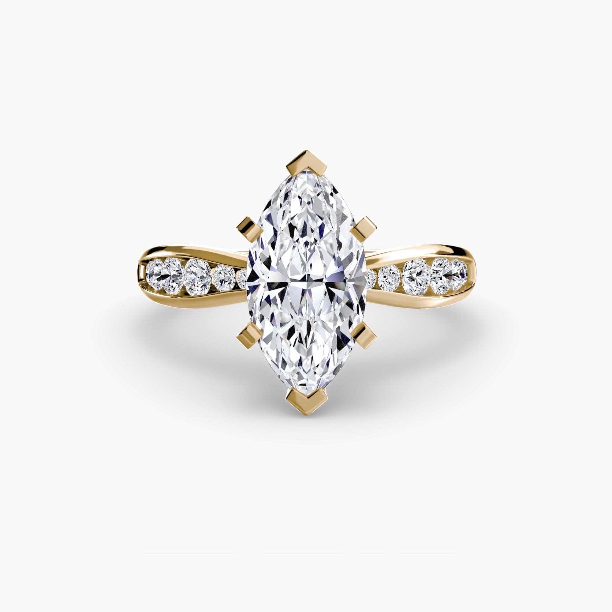 BW James Jewelers setting 9K Yellow Gold / Marquise Solitaire with Pavé 3