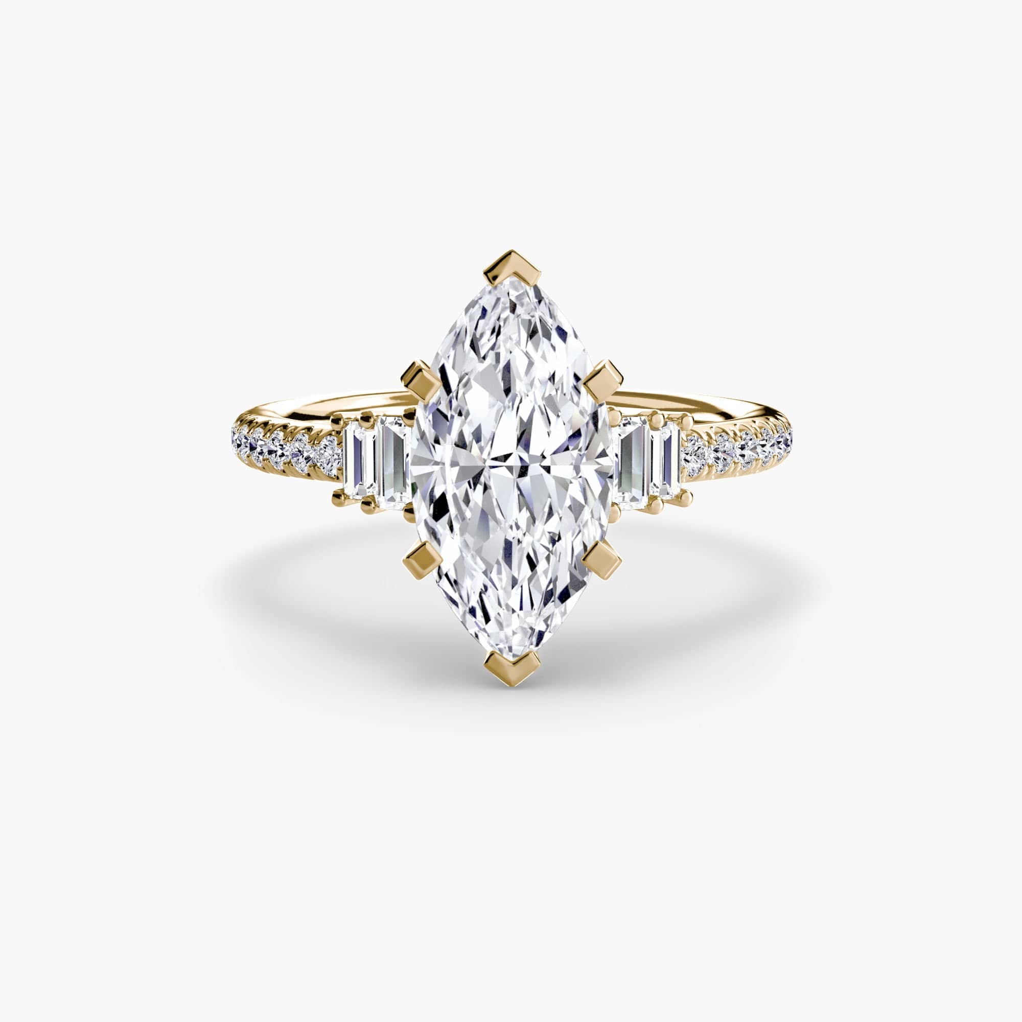 BW James Jewelers setting 9K Yellow Gold / Marquise Solitaire with Pavé 4