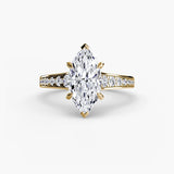 BW James Jewelers setting 9K Yellow Gold / Marquise Solitaire with Pavé 7