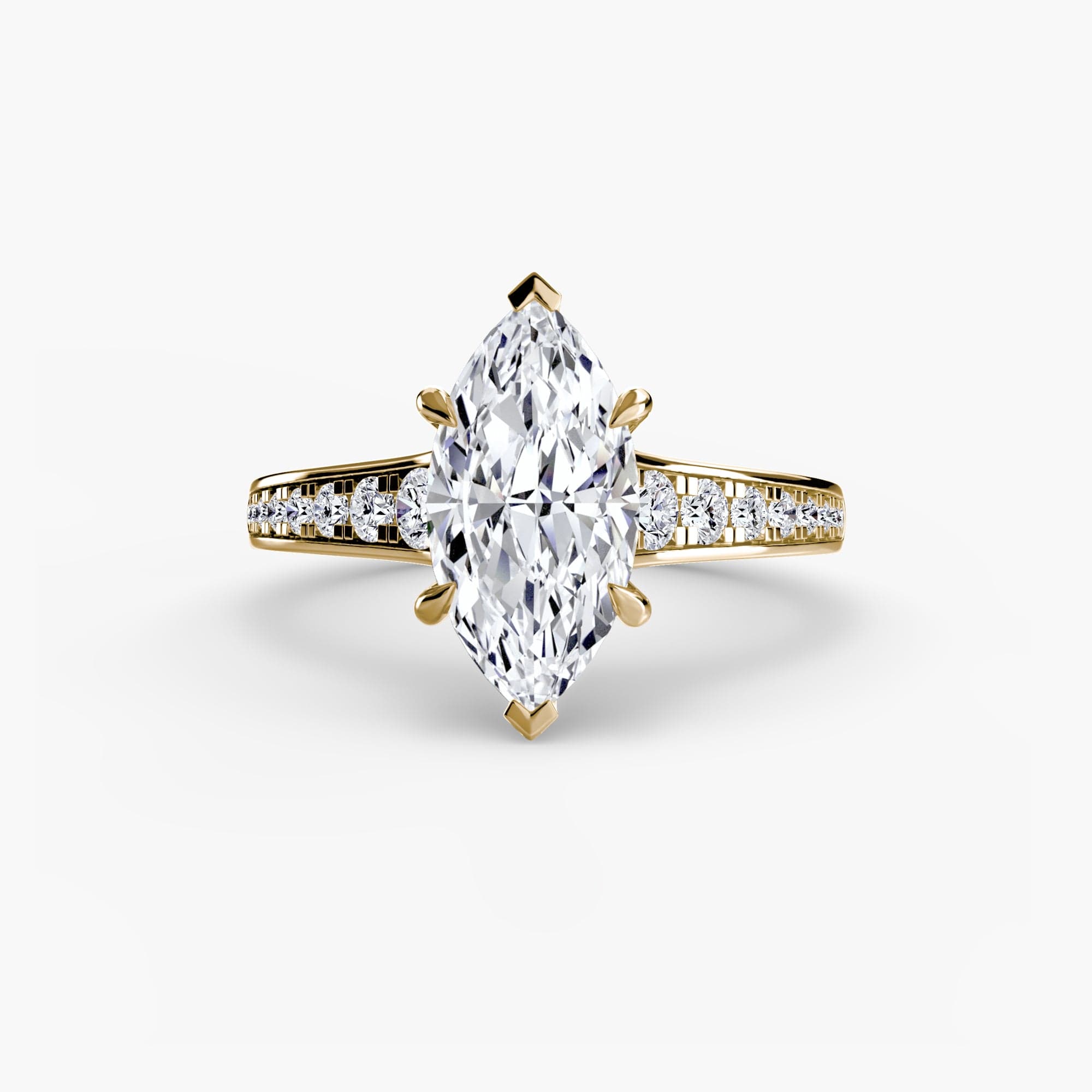 BW James Jewelers setting 9K Yellow Gold / Marquise Solitaire with Pavé 7