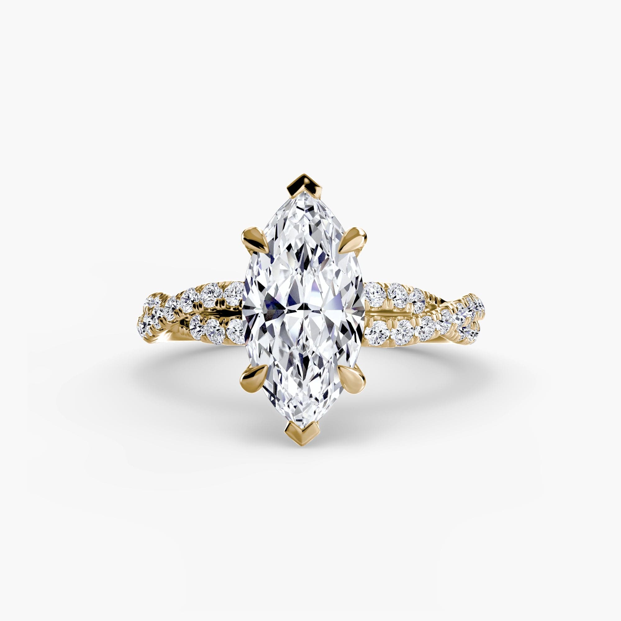 BW James Jewelers setting 9K Yellow Gold / Marquise The Twisted Pavé Solitaire