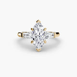 BW James Jewelers setting 9K Yellow Gold / Marquise Three-Stone Ring (Baguette Side Stones)