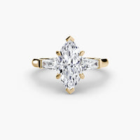 BW James Jewelers setting 9K Yellow Gold / Marquise Three-Stone Ring (Baguette Side Stones)