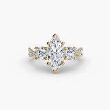 BW James Jewelers setting 9K Yellow Gold / Marquise Three-Stone with Pavé Band 2
