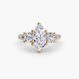BW James Jewelers setting 9K Yellow Gold / Marquise Three-Stone with Pavé Band 3