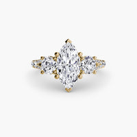 BW James Jewelers setting 9K Yellow Gold / Marquise Three-Stone with Pavé Band 3