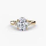BW James Jewelers setting 9K Yellow Gold / Oval Solitaire with Cluster Shoulders 2
