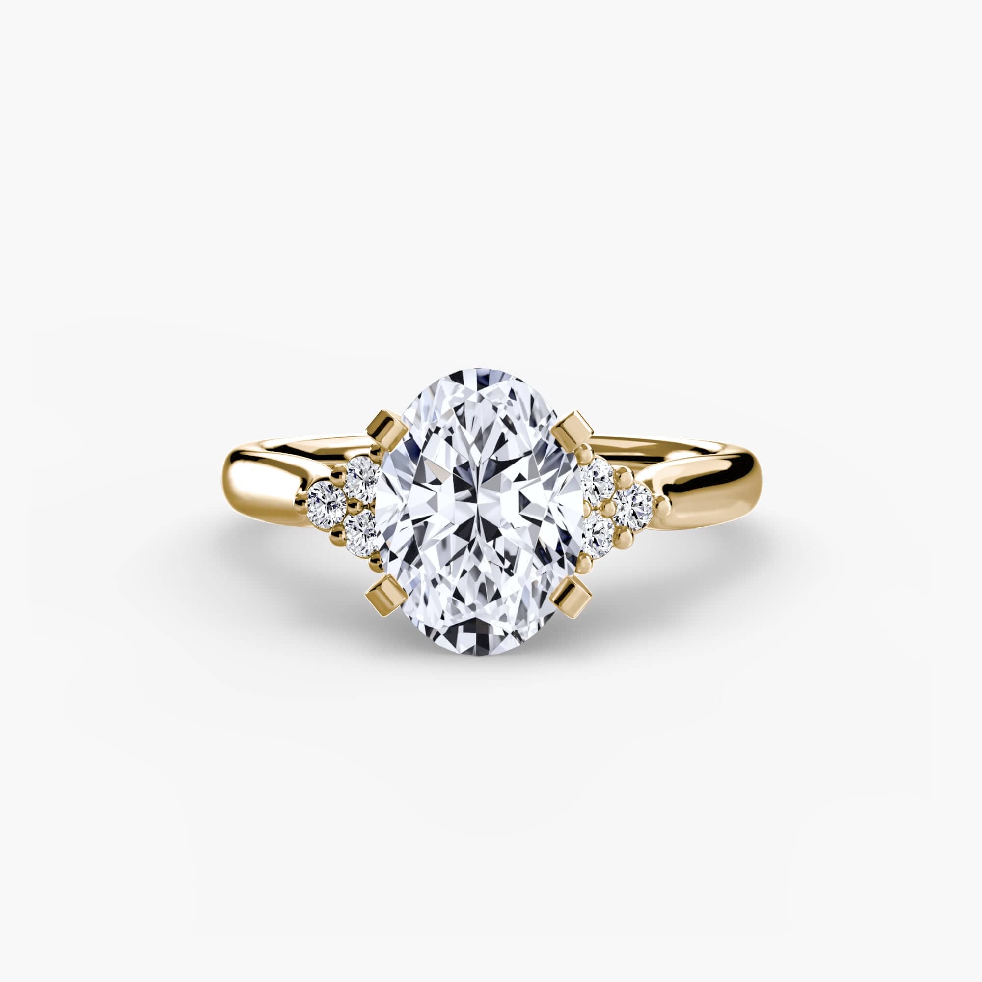 BW James Jewelers setting 9K Yellow Gold / Oval Solitaire with Cluster Shoulders 2