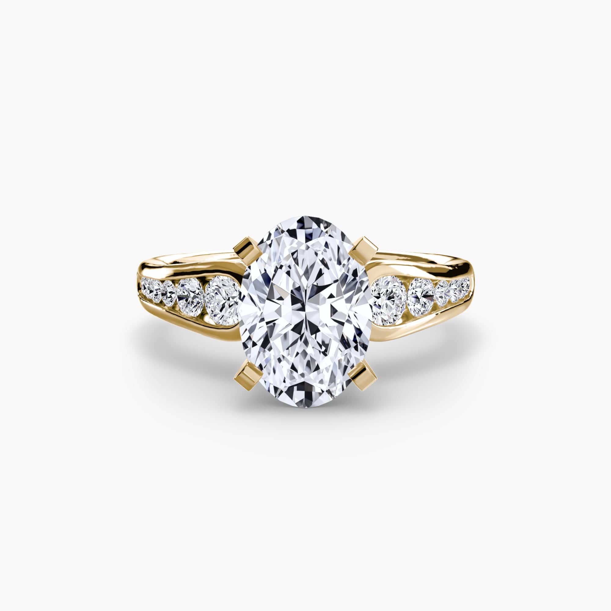 BW James Jewelers setting 9K Yellow Gold / Oval Solitaire with Pavé 2