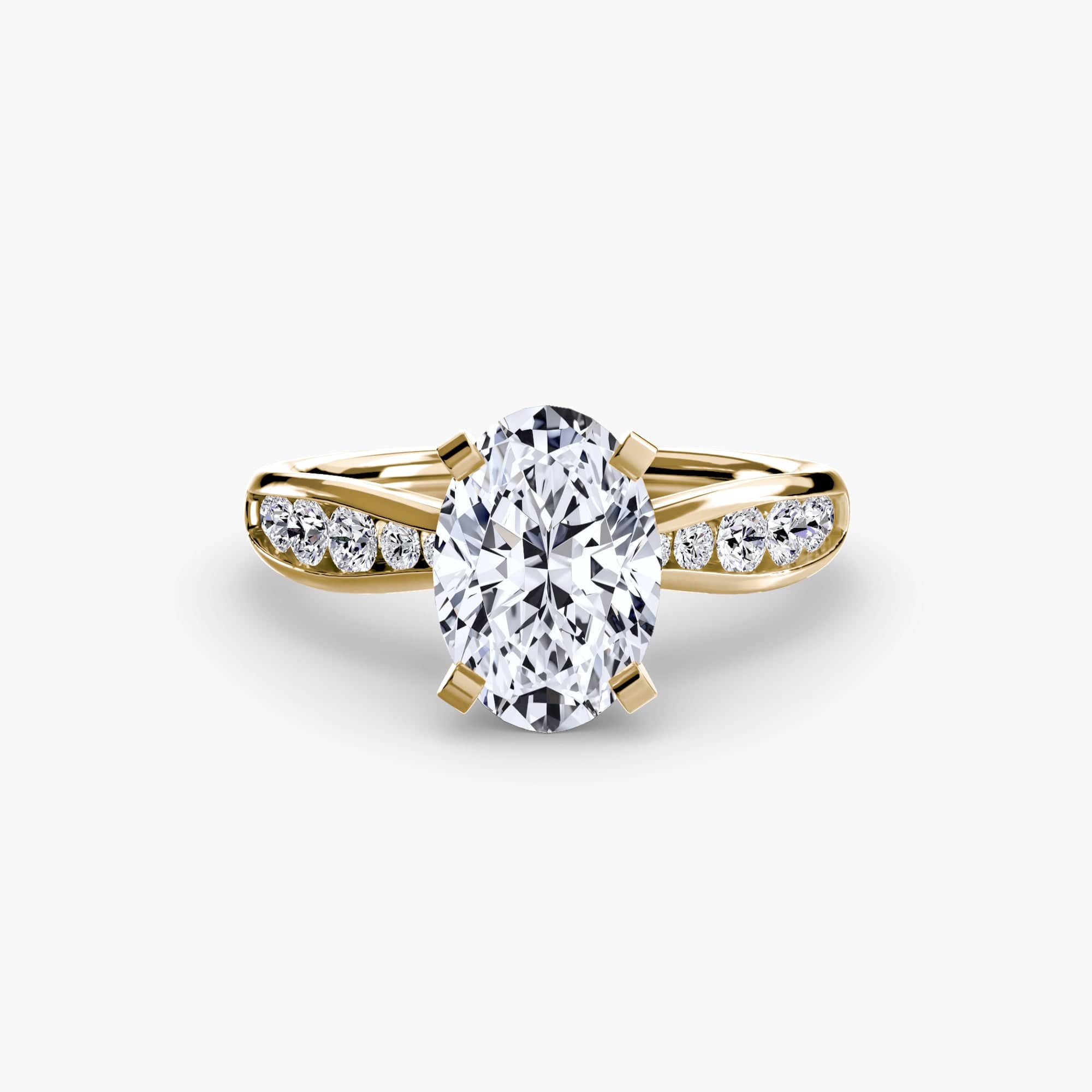 BW James Jewelers setting 9K Yellow Gold / Oval Solitaire with Pavé 3