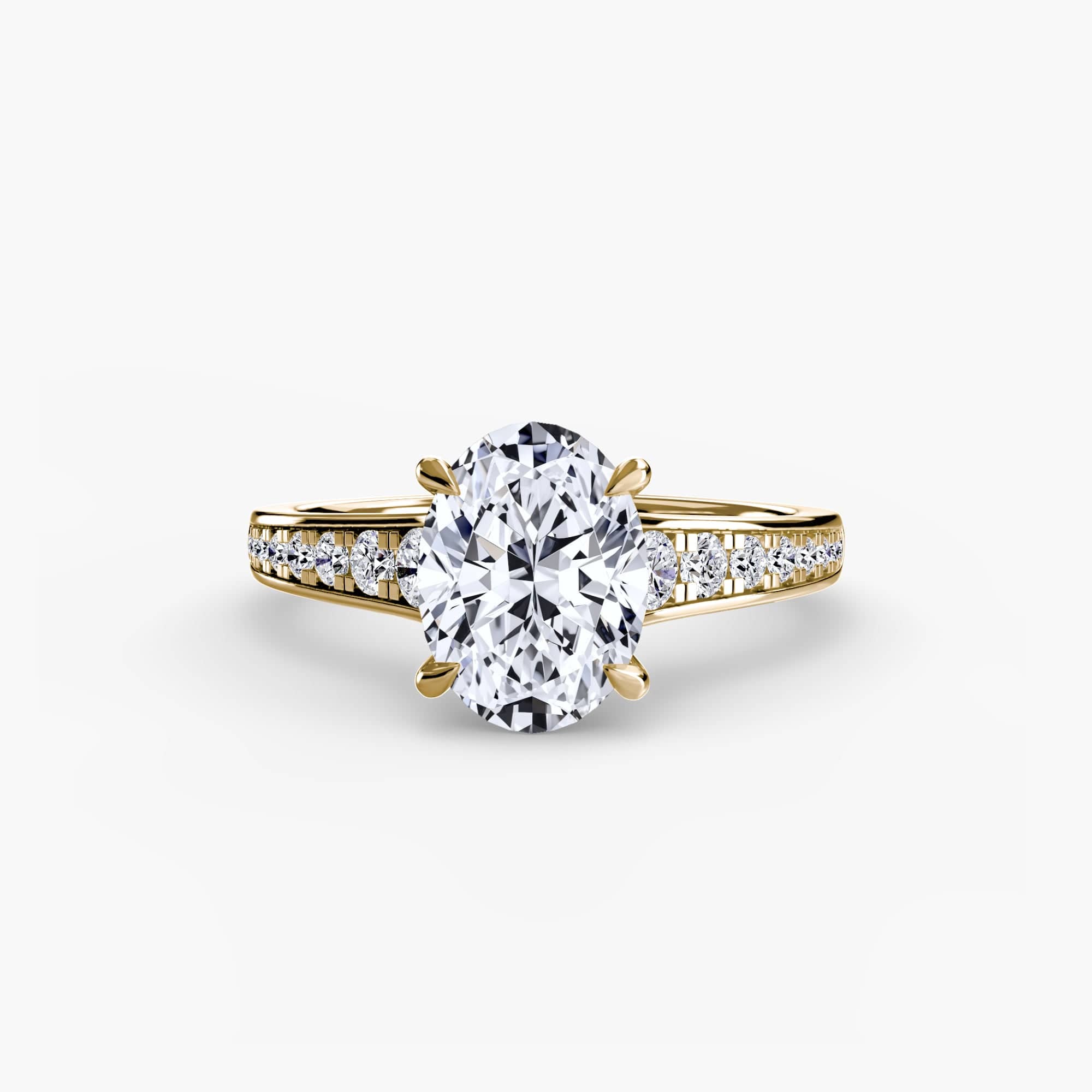 BW James Jewelers setting 9K Yellow Gold / Oval Solitaire with Pavé 7