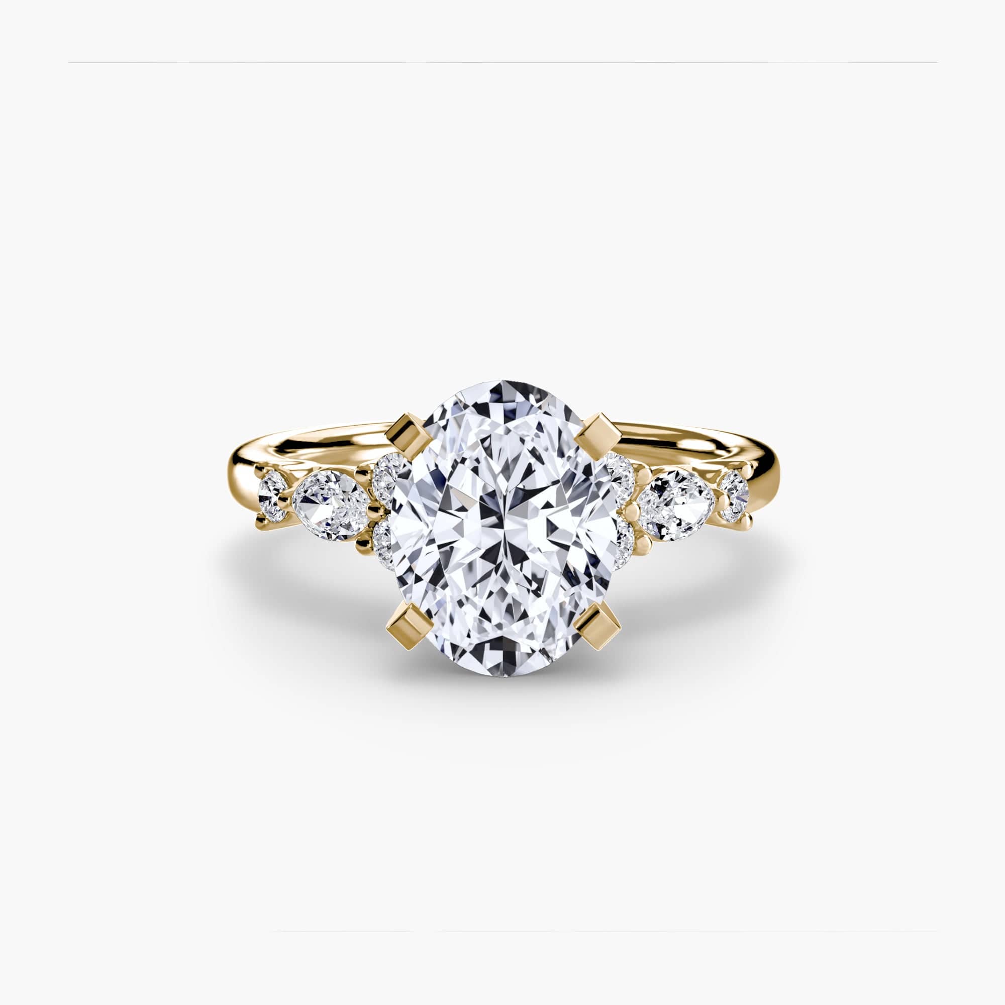 BW James Jewelers setting 9K Yellow Gold / Oval The Floral Accent Solitaire