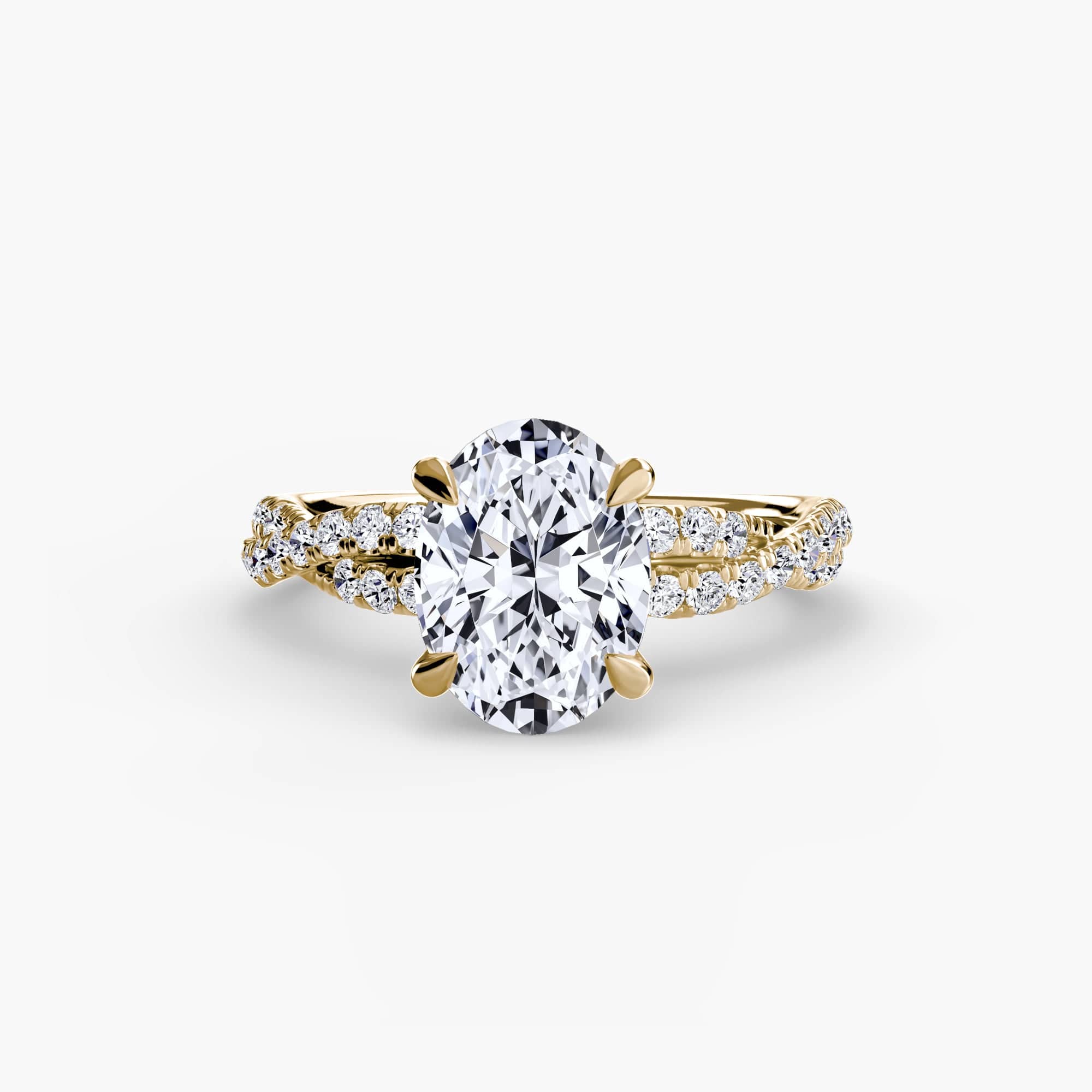 BW James Jewelers setting 9K Yellow Gold / Oval The Twisted Pavé Solitaire