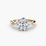 BW James Jewelers setting 9K Yellow Gold / Oval Three-Stone Ring (Baguette Side Stones)