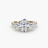 BW James Jewelers setting 9K Yellow Gold / Oval Three-Stone with Pavé Band