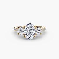 BW James Jewelers setting 9K Yellow Gold / Oval Three-Stone with Pavé Band