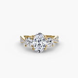 BW James Jewelers setting 9K Yellow Gold / Oval Three-Stone with Pavé Band 2