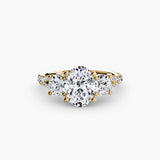 BW James Jewelers setting 9K Yellow Gold / Oval Three-Stone with Pavé Band 3