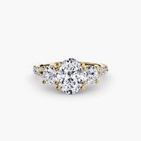 BW James Jewelers setting 9K Yellow Gold / Oval Three-Stone with Pavé Band 3