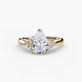 BW James Jewelers setting 9K Yellow Gold / Pear Solitaire with Cluster Shoulders 2