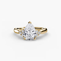 BW James Jewelers setting 9K Yellow Gold / Pear Solitaire with Cluster Shoulders 2